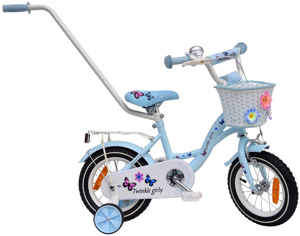 Rower 12" dla dziewczynki Twinkle Butterflies Light Blue bogate Wyposażenie