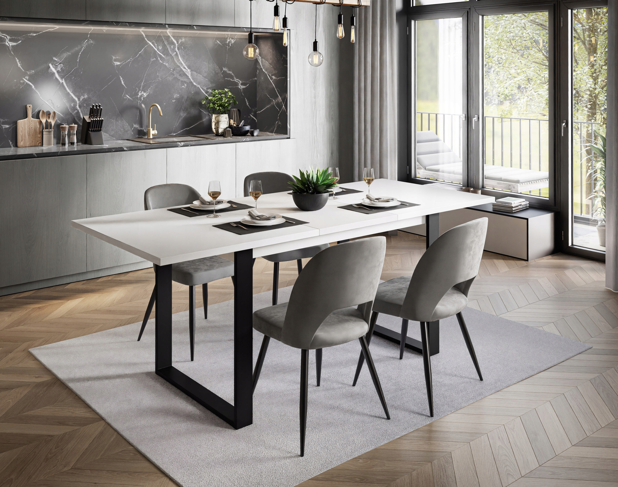 Stół Rozkładany Industrialny BIAŁY nogi metal Marka Łuk-Pol