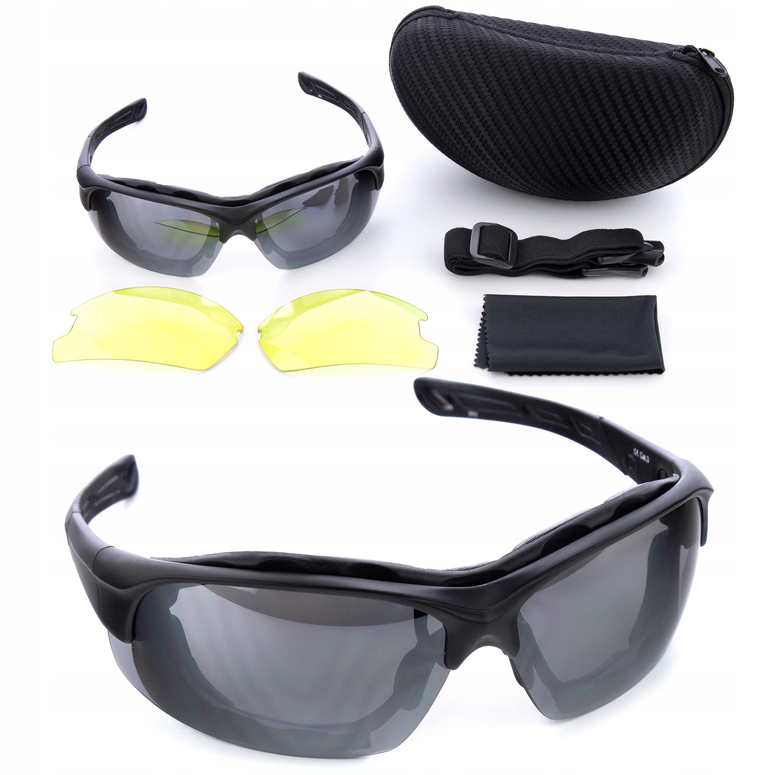 Okulary gogle na motocykl rower przyciemniane kontrastowe żółte etui