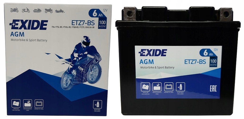 

Akumulator Exide Bike Mf Agm YTZ7-BS 12V 6AH 100A