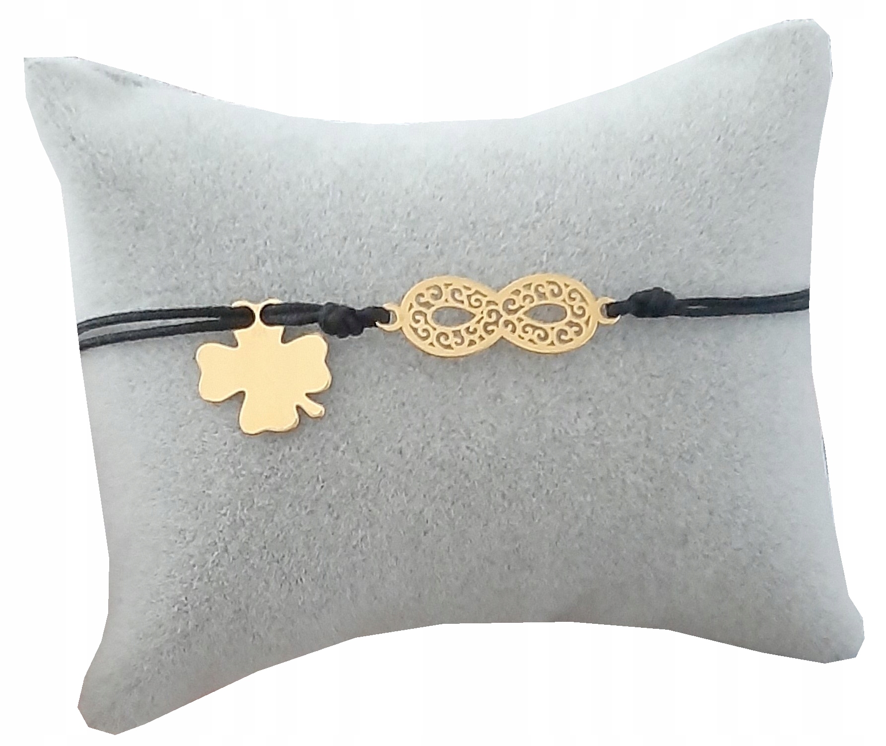 

Bransoletka złota sznurkowa Infinity ażur Grawer