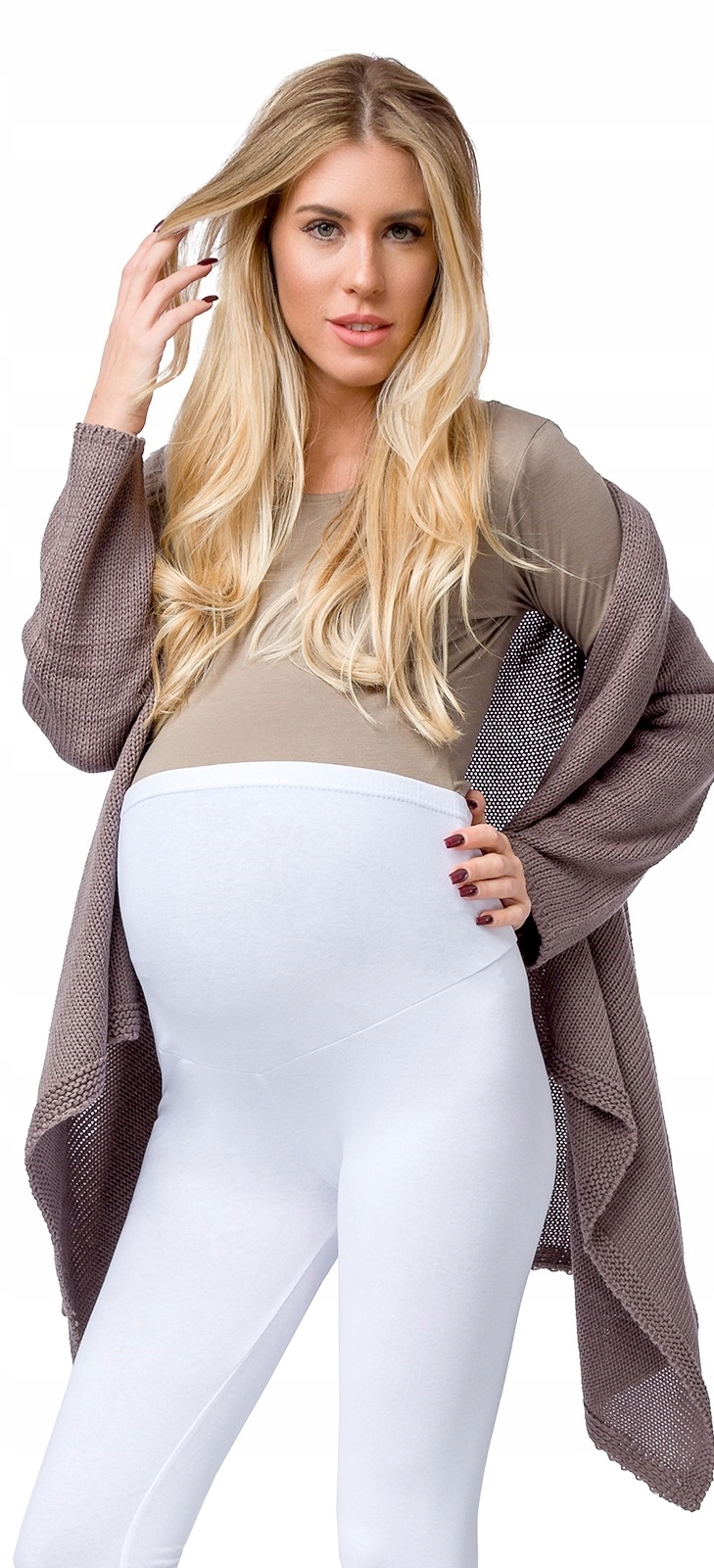 LEGGINSY CIĄŻOWE bawełniane getry z panelem ciążowym S/36 Model C1
