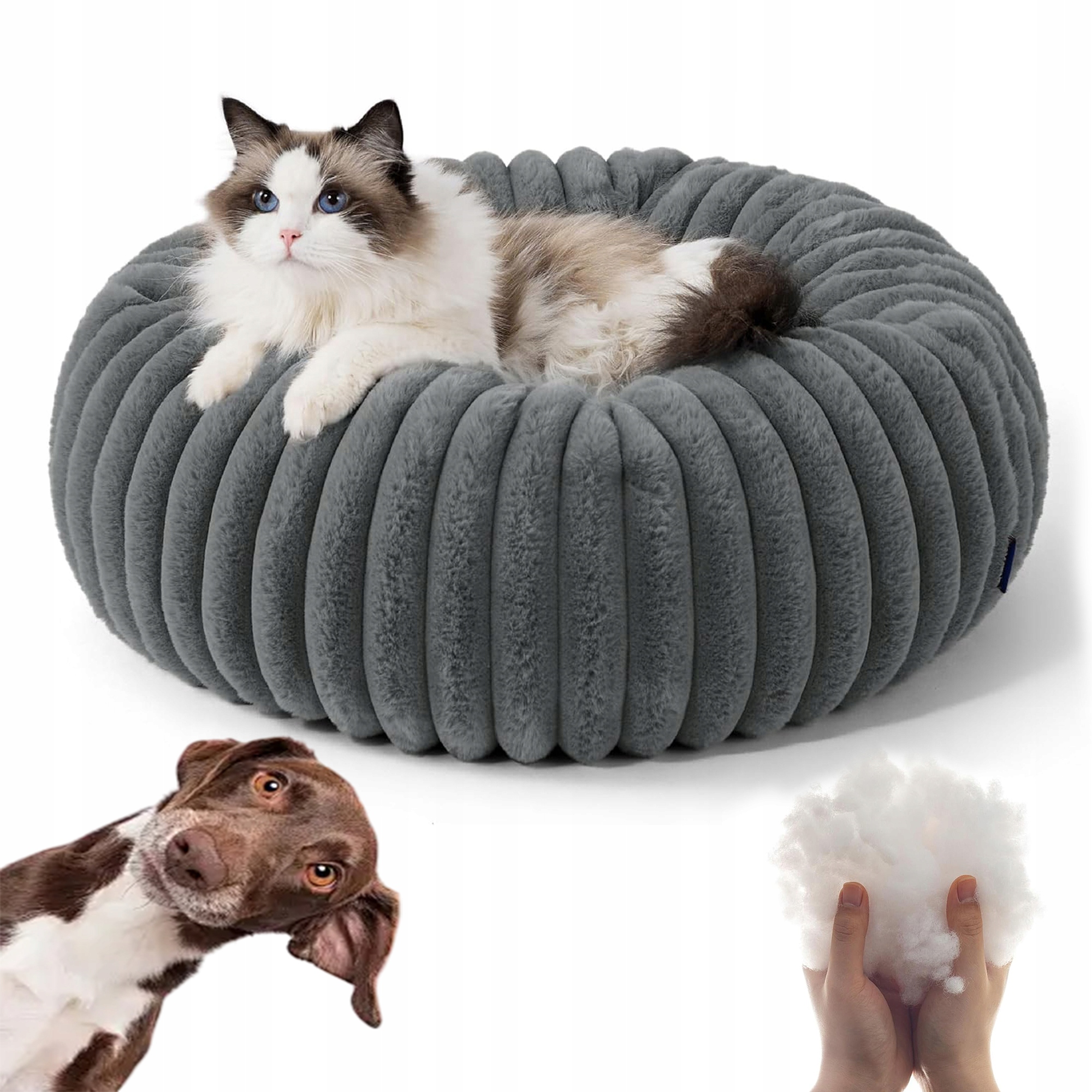 Levně Pelíšek Pro Kočky Kulaté 50 CM Měkké Kožíšek Rabbit