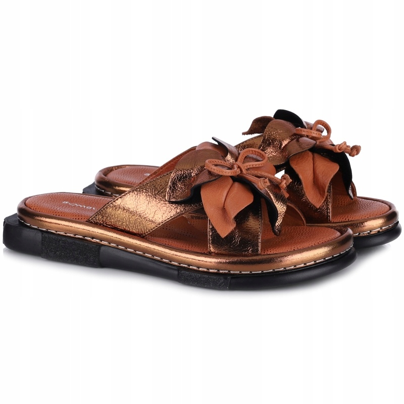 Nazouváky pantofle Bombonella 8T P158 223 D1-02 měděné Kůže Vel. 36