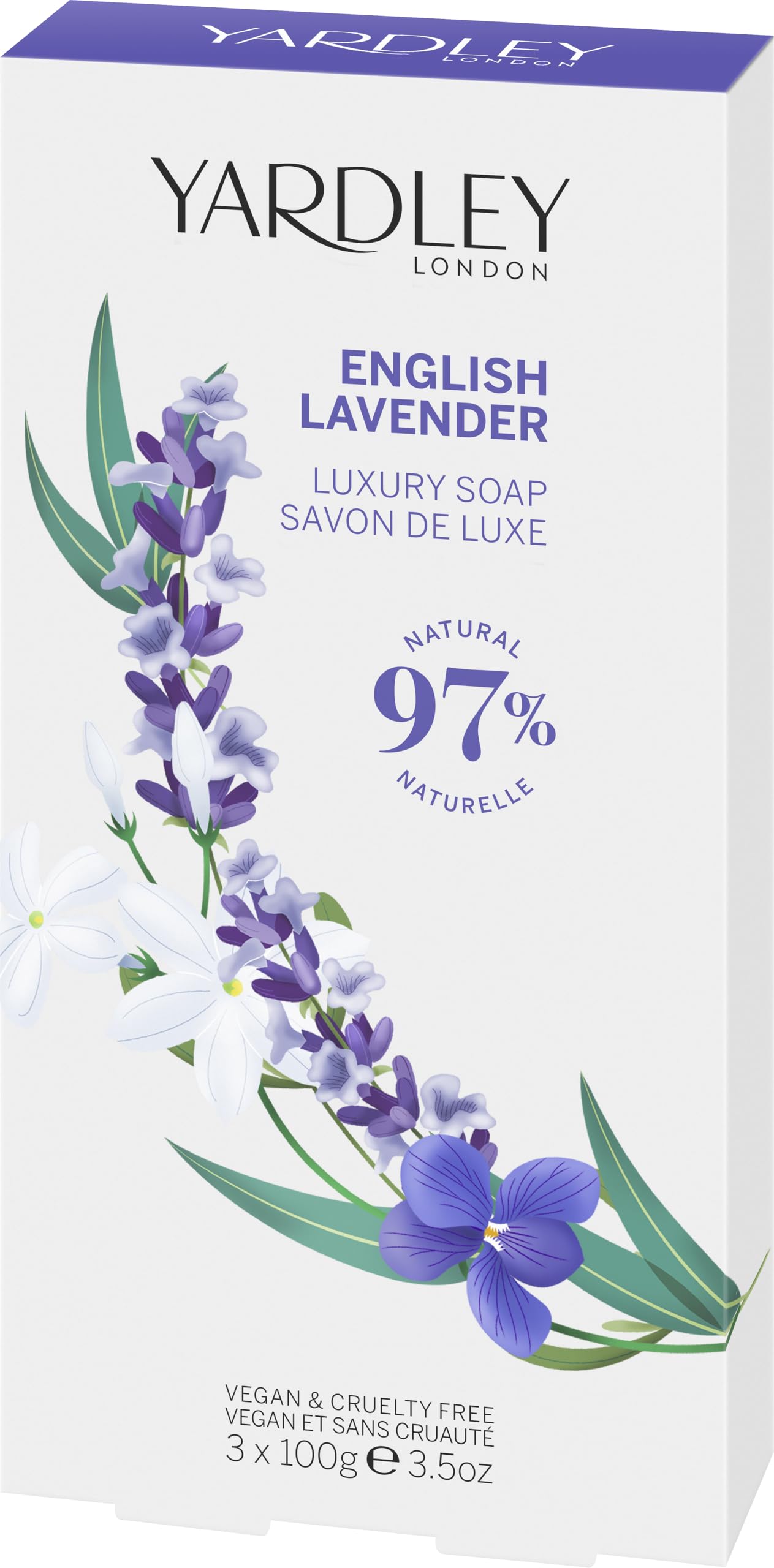 Yardley Anglická levandule Luxusní mýdlo 3x100 g