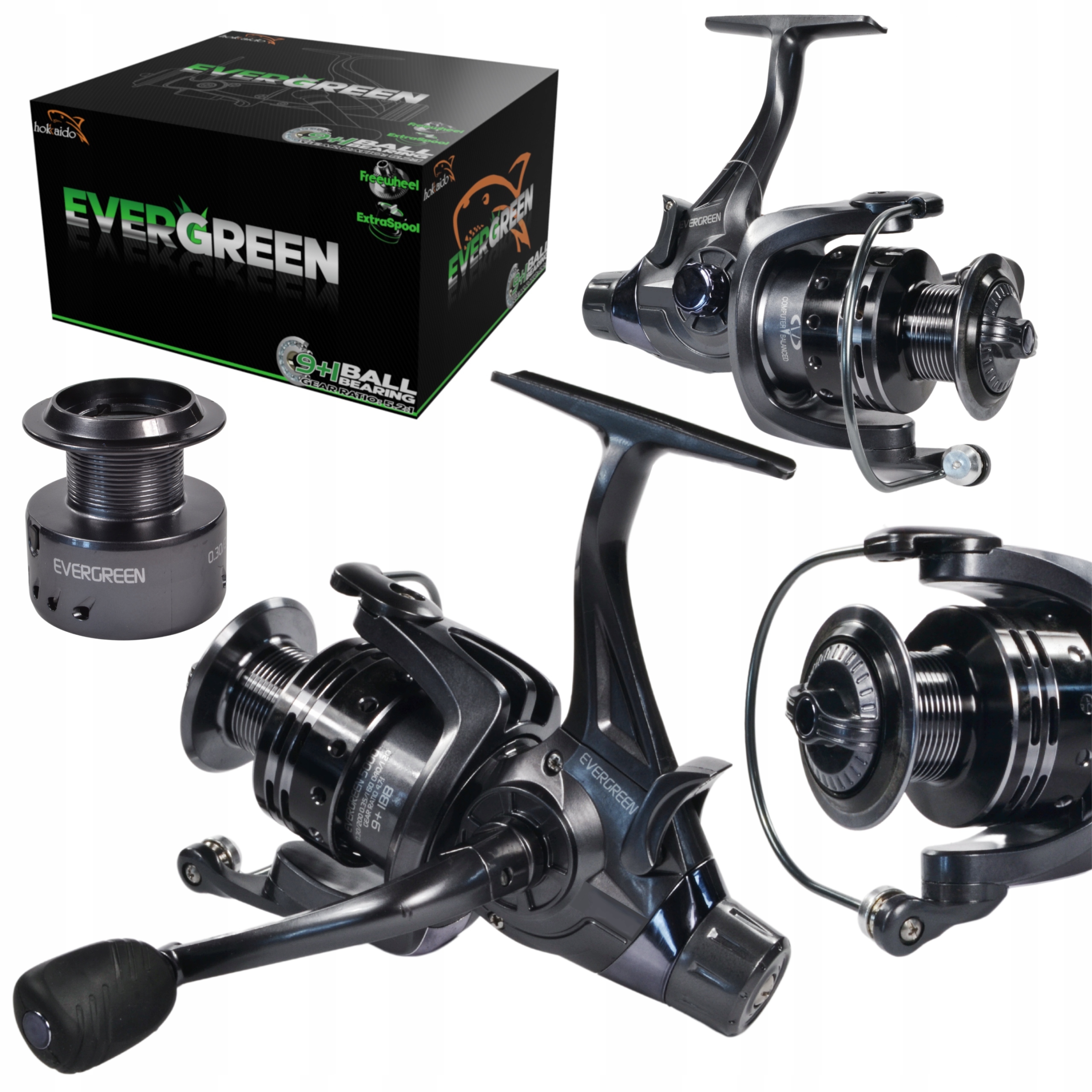 KOŁOWROTEK HOKKAIDO EVERGREEN 3000 WOLNY BIEG 9+1BB SZPULA EXTRA ŁOŻYSKO PR