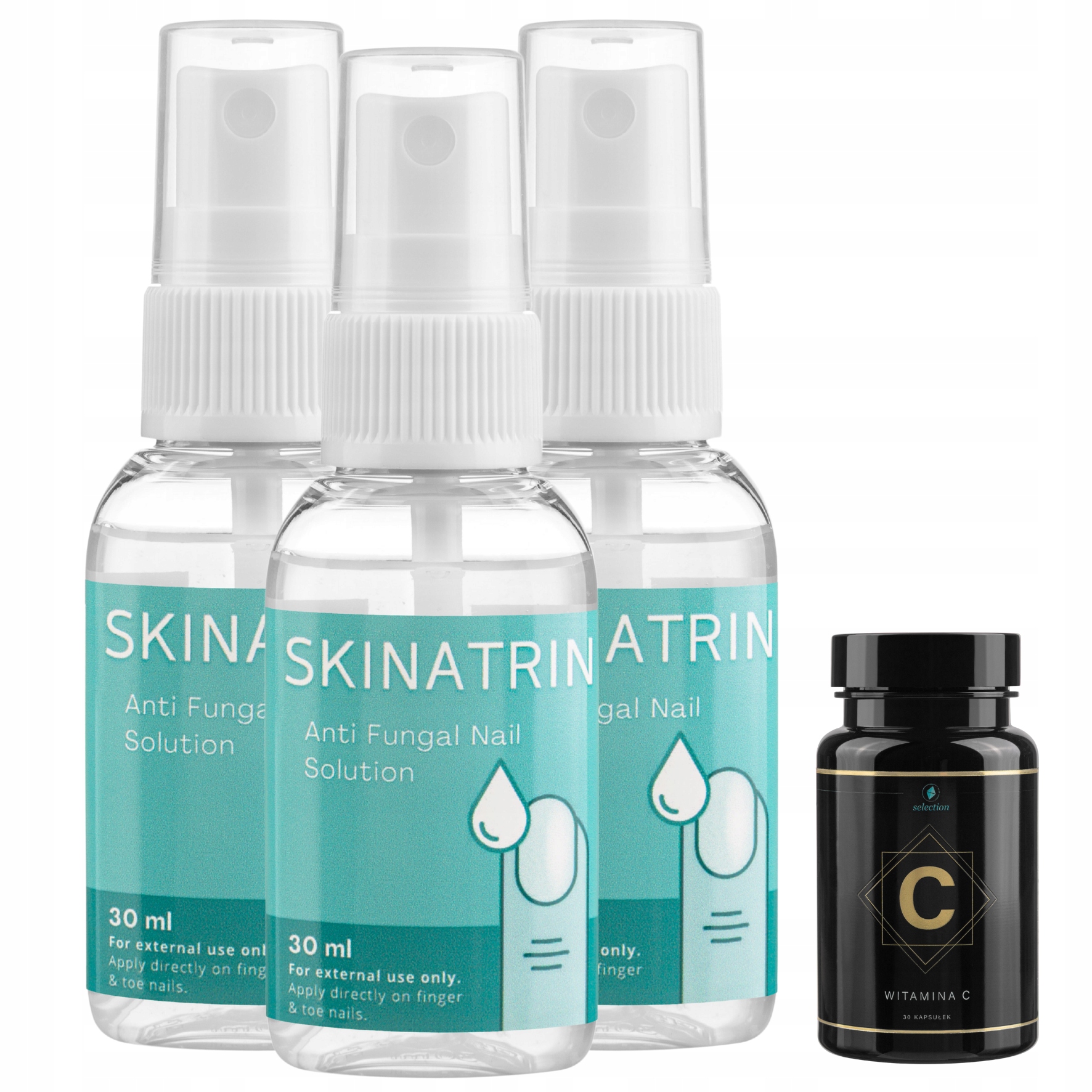3x Skinatrin 30 ml – Silný Sprej Na Hřby Nohou A Nehtů Vitamín C
