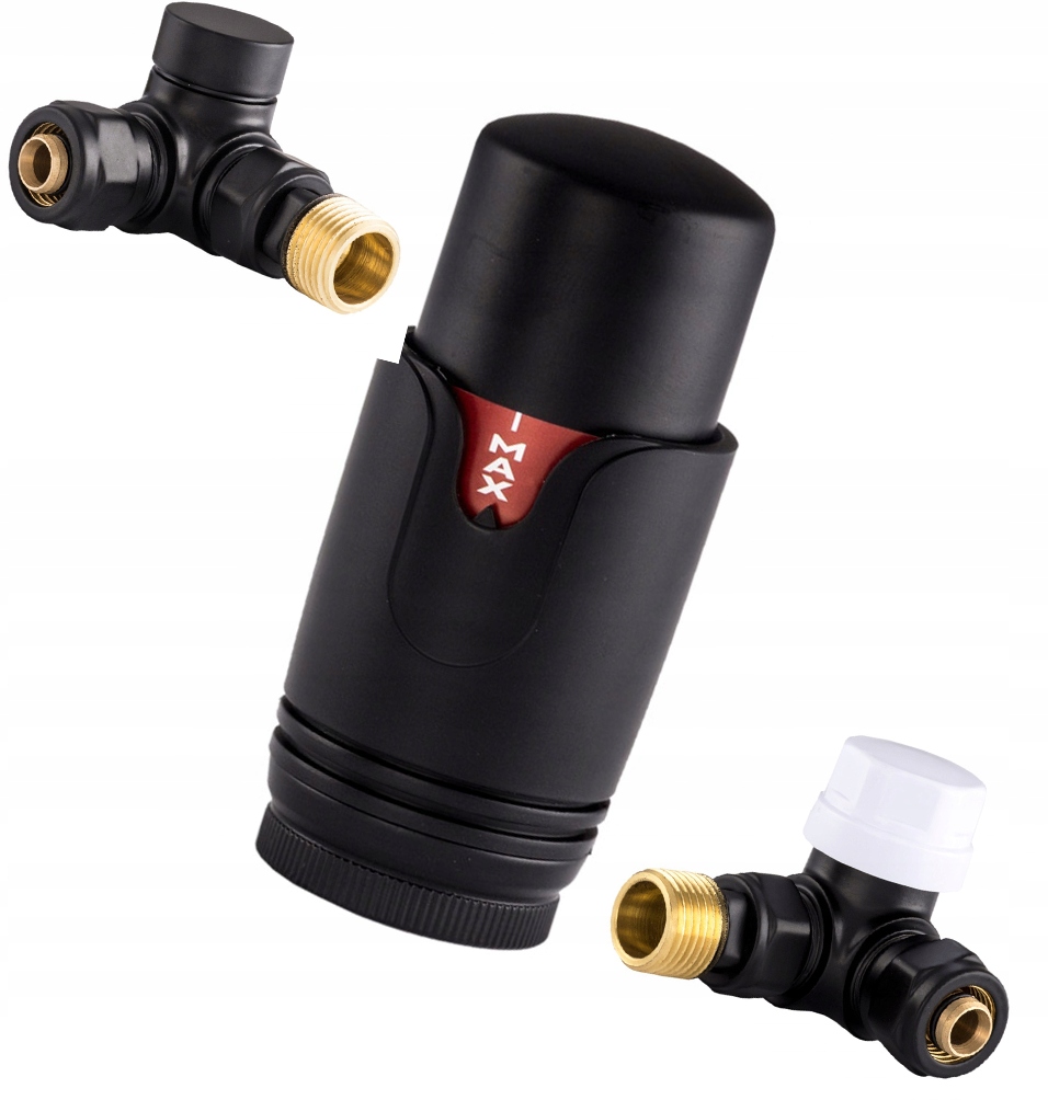 Čierny Termostatický Radiátorový Ventil 3-OSOVÝ, Napájací, Uzatvárací 1/2"