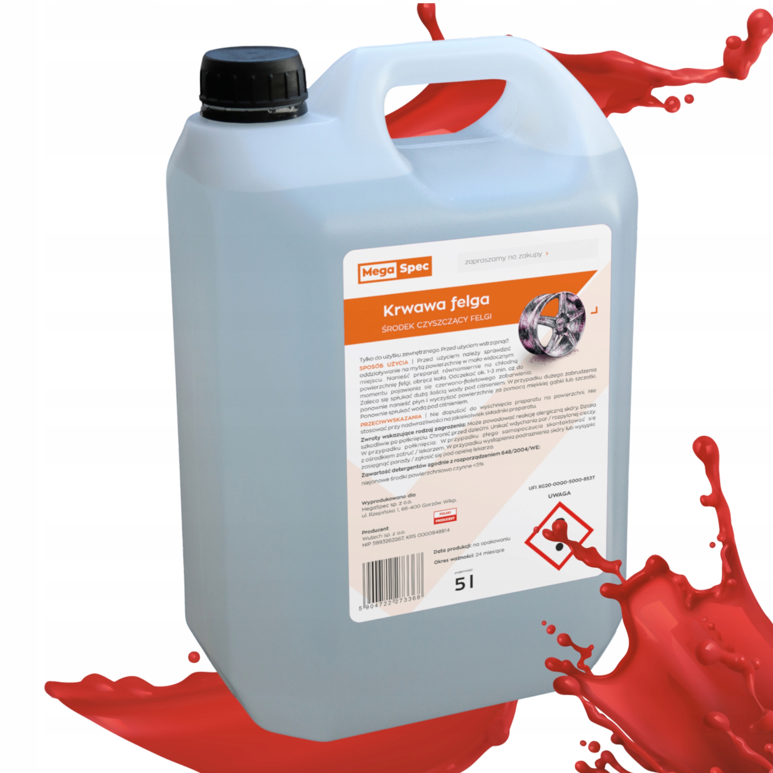 Płyn do mycia czyszczenia felg krwawa felga 5L Megaspec