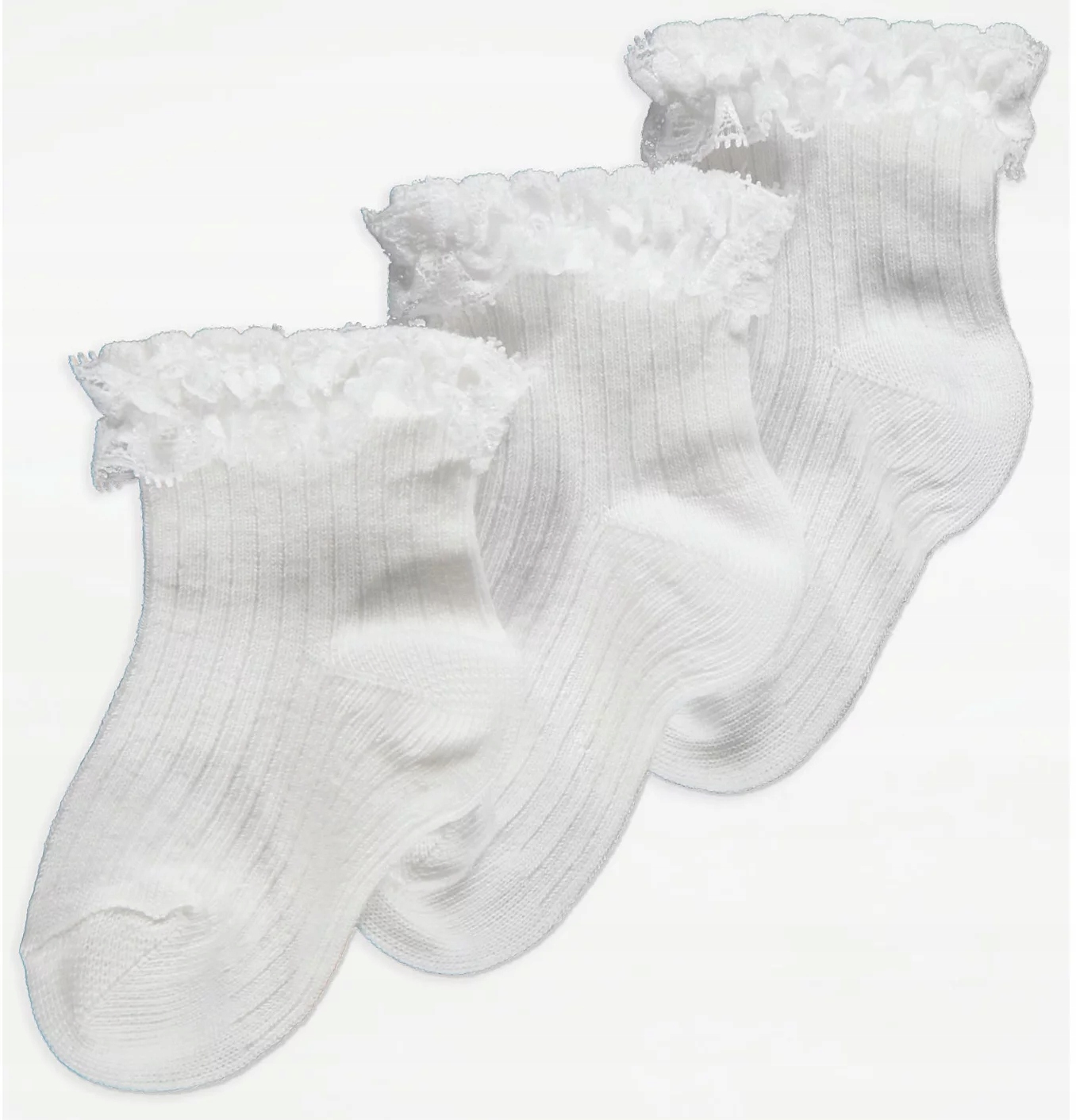 

3x George skarpetki Falbanka białe 6-12 M 74-80