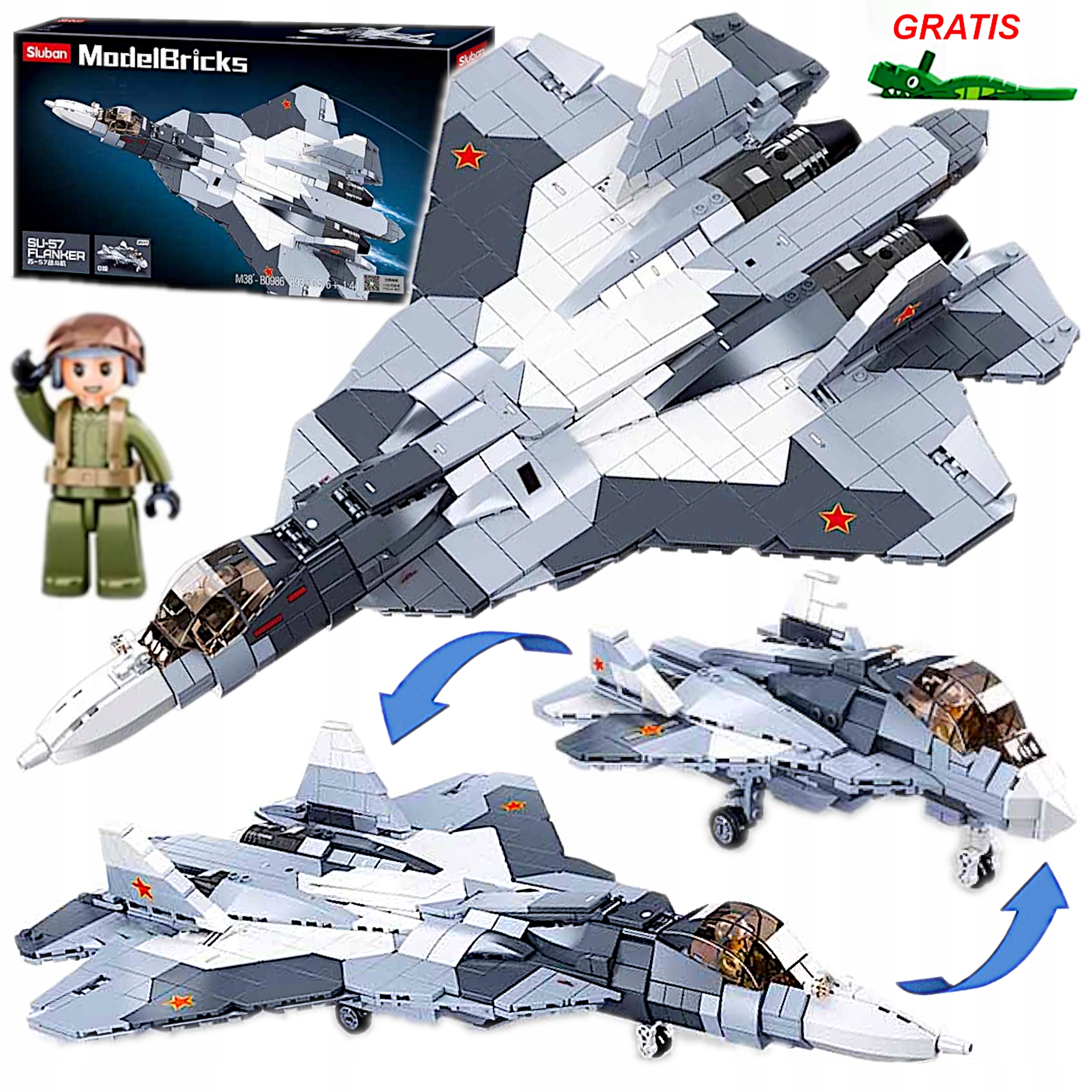 

Klocki Samolot Myśliwiec SU57 Flanker Odrzutowiec