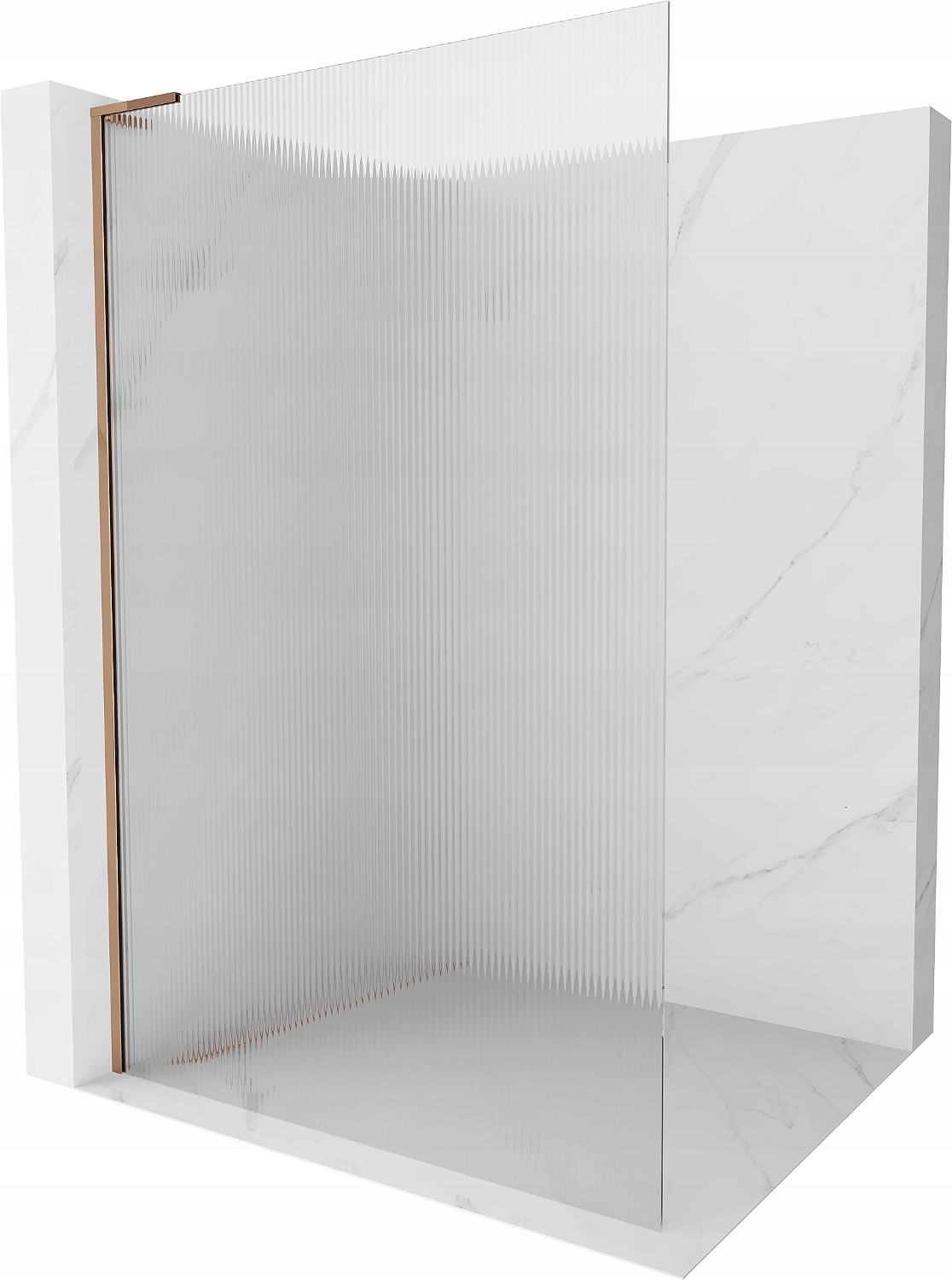 Mexen Kioto L Walk-in sprchová stěna 100x200 cm, pruhy, růžové zlato