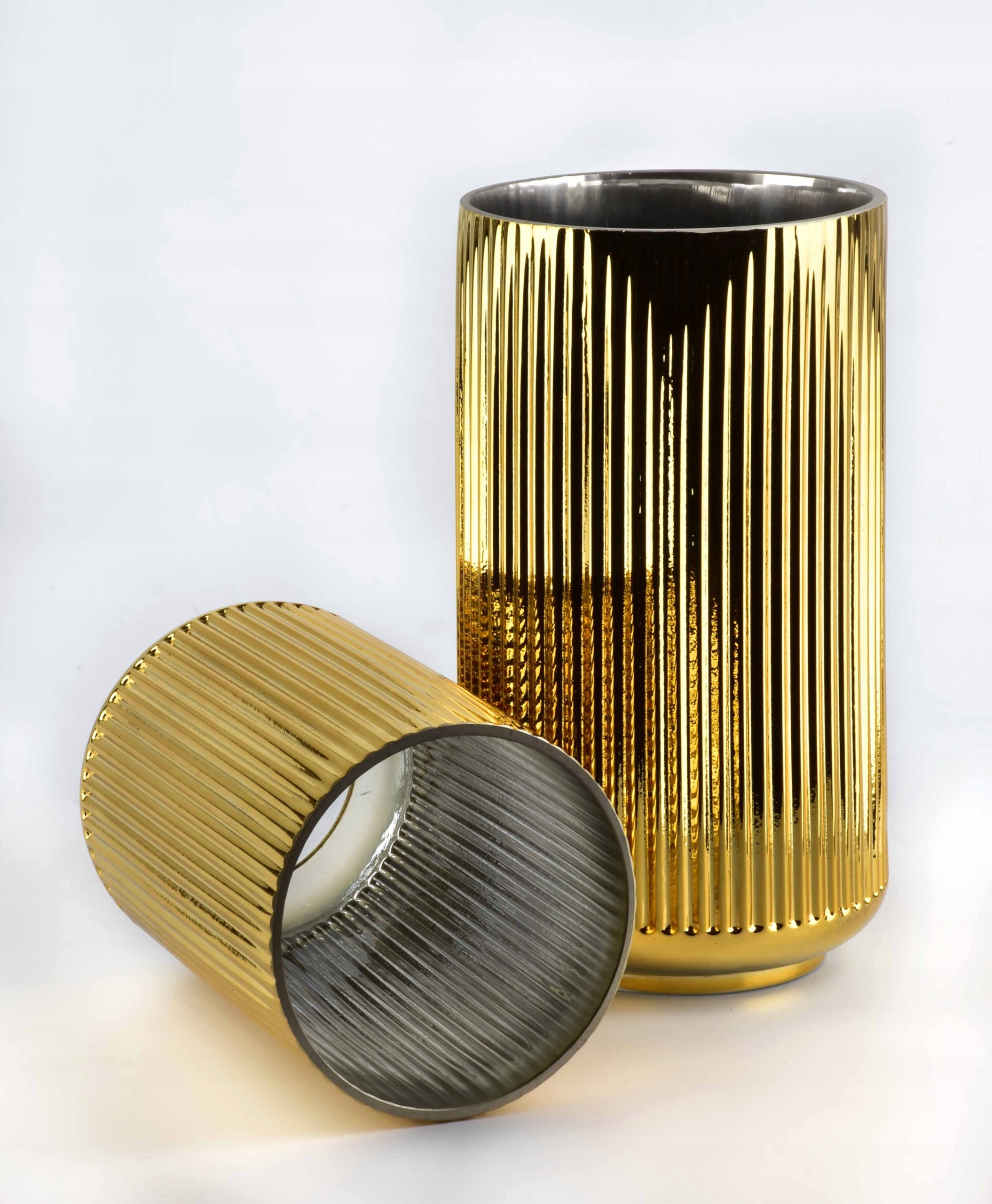 DUZY ZŁOTY WAZON SZKLANY GLAMOUR NA KWIATY 22,5CM Wysokość produktu 24 cm