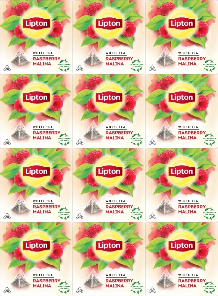 Herbata biała Lipton Malina piramidki 20 szt. 30g x12