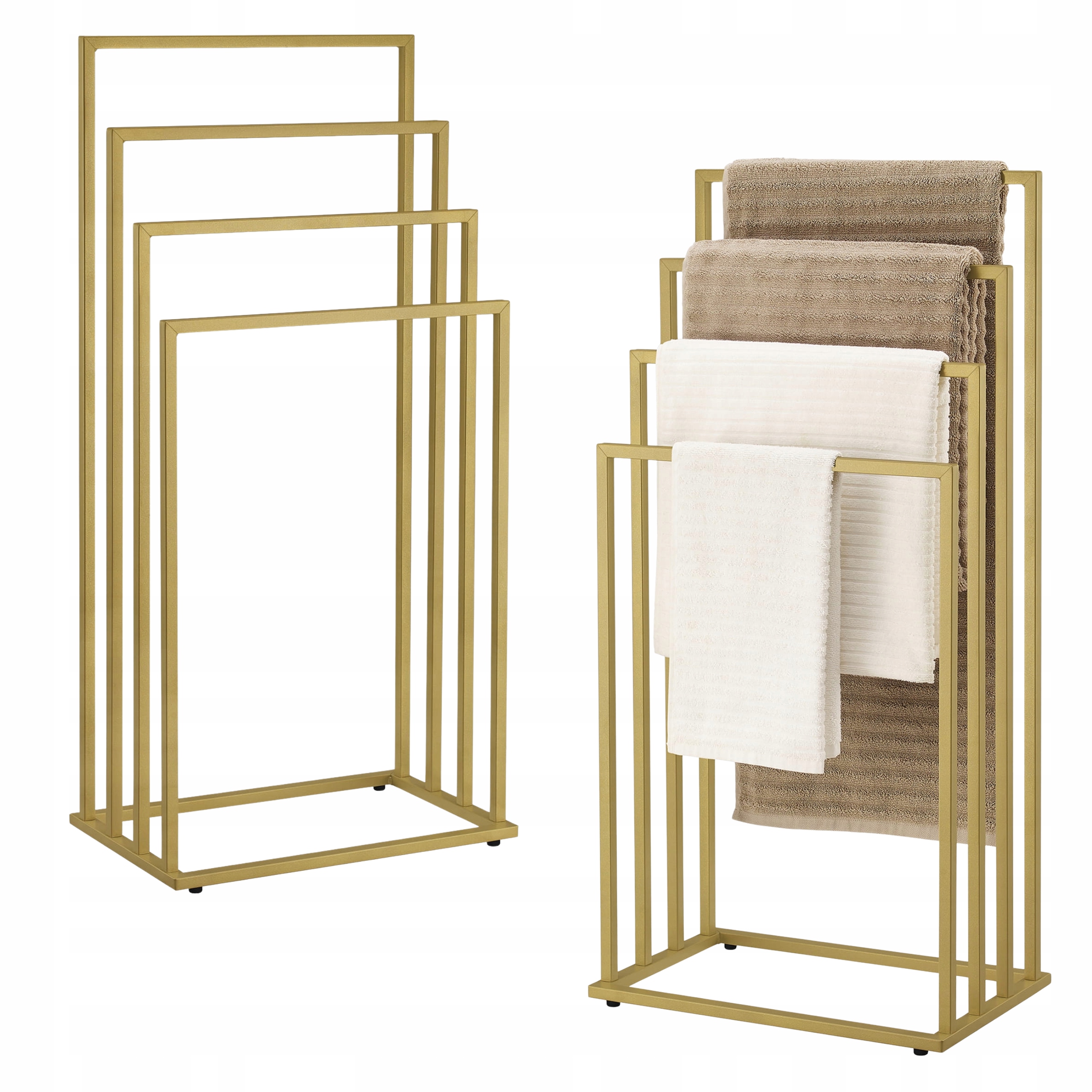 Stojan na ručníky 4-ramenný Zlatý Glamour Kovový Matný Volně stojící