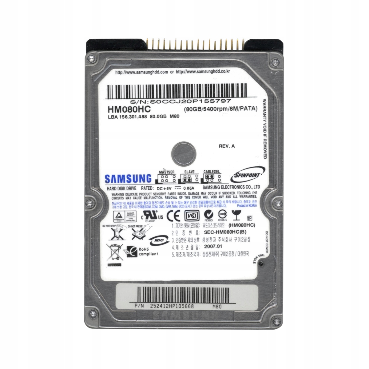 Samsung SpinPoint M80 80GB 5.4K Ata 2.5'' HM080HC