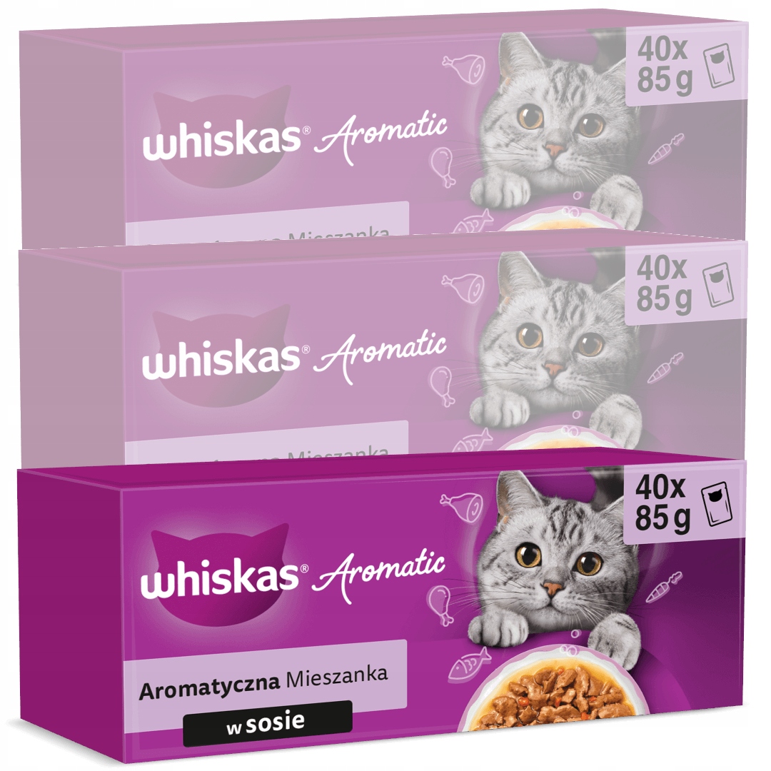 Levně Whiskas Aromatic 120x85g Mokré Krmivo Pro Kočky Aromatická směs v omáčce