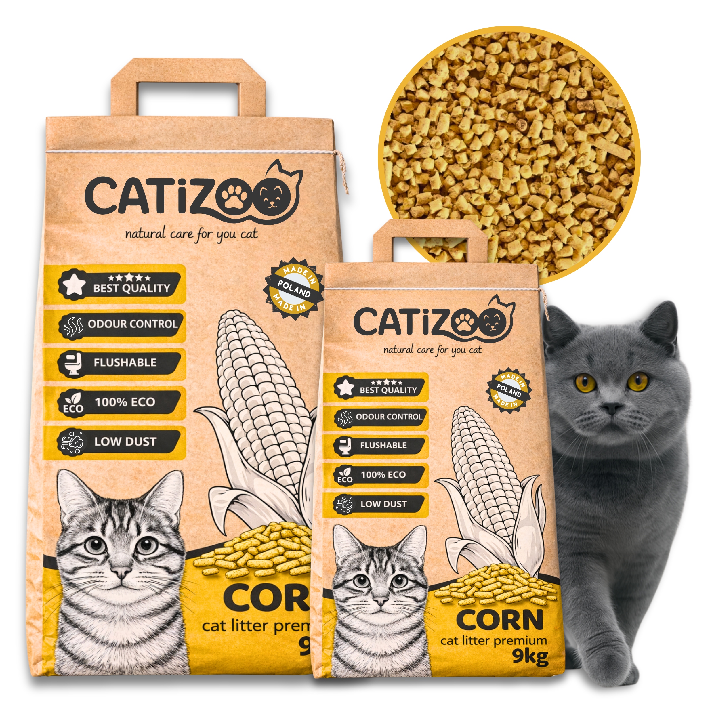 Levně Stelivo písek pro kočky Catizoo Classic Přírodní hrudkující 30 l 18 kg