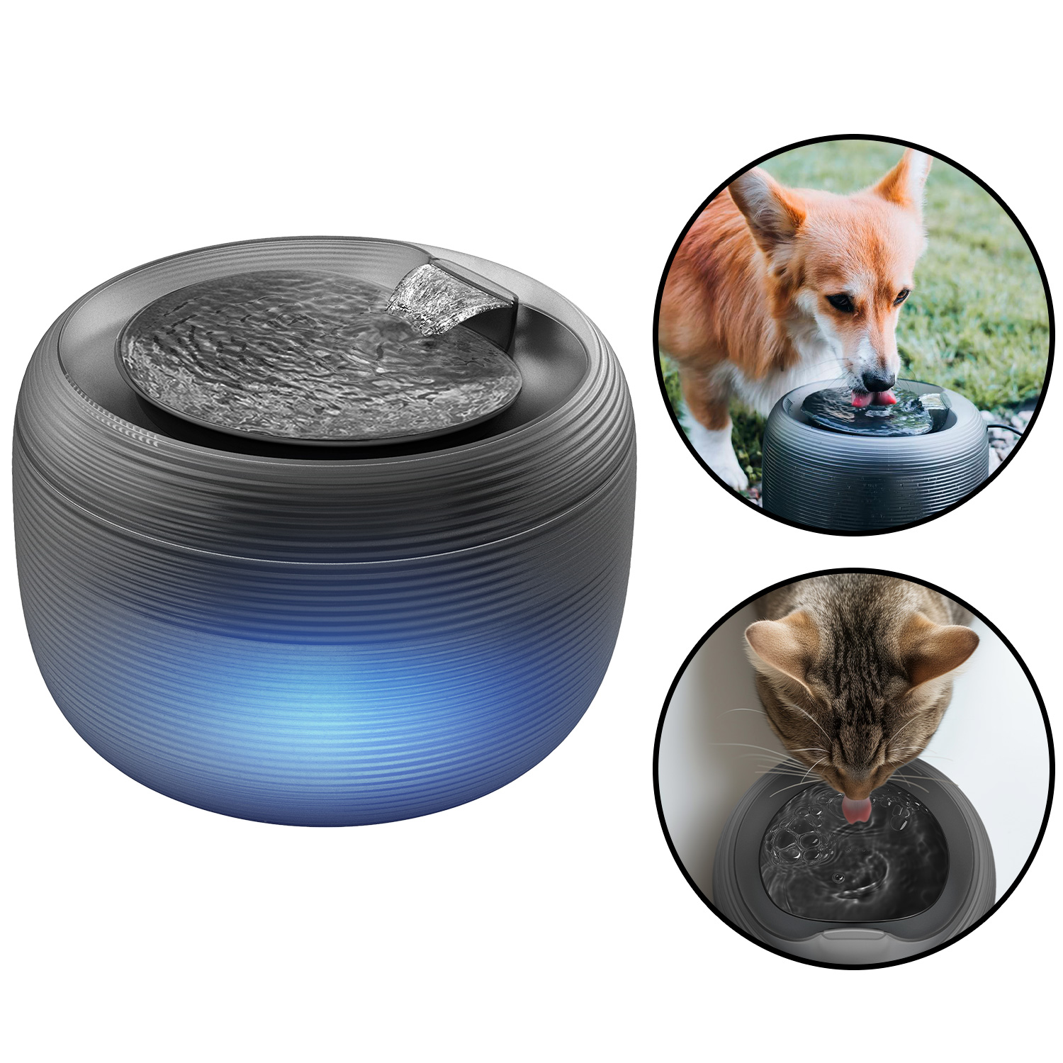 Levně Automatická fontána pro psy a kočky Waudog s osvětlením, 2,5 l, černá