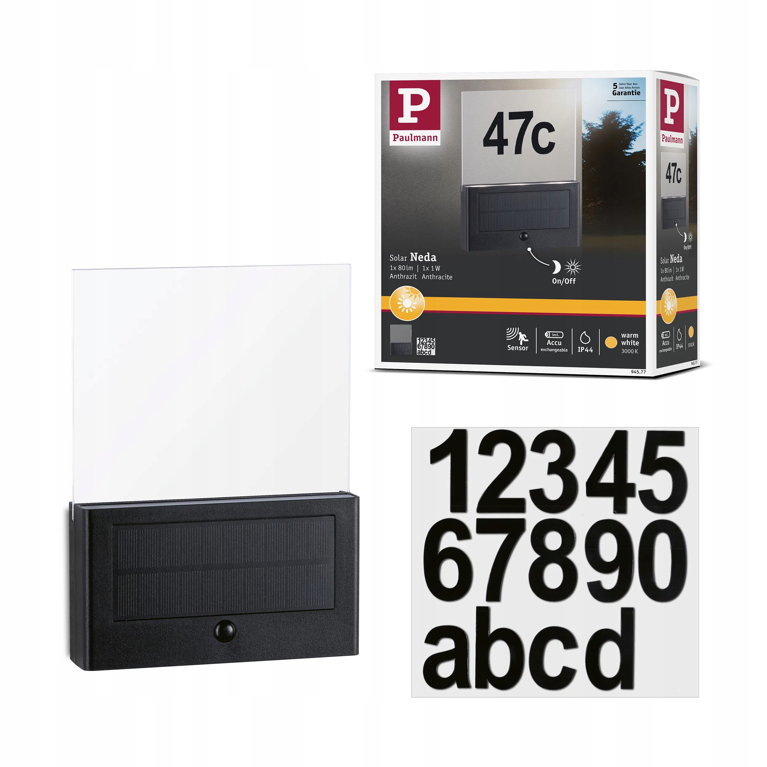 Paulmann Solar LED lampa pod numer domu Neda