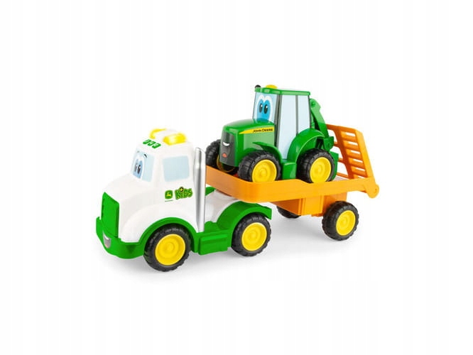 Ciężarówka z lawetą i ciągnik John Deere | 1:24
