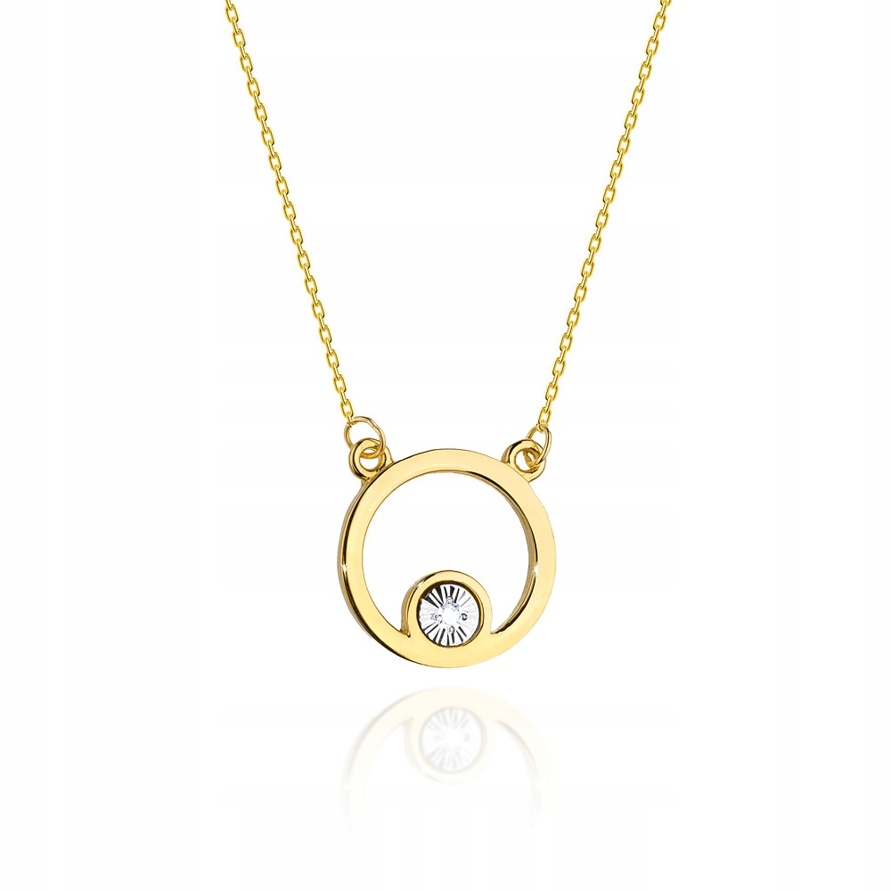 

Złoty Naszyjnik pr585 Kółko Brylant Grawer