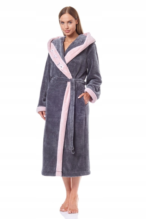 L&L Dámský župan 9145 Hft dlouhý onyx vel 3XL