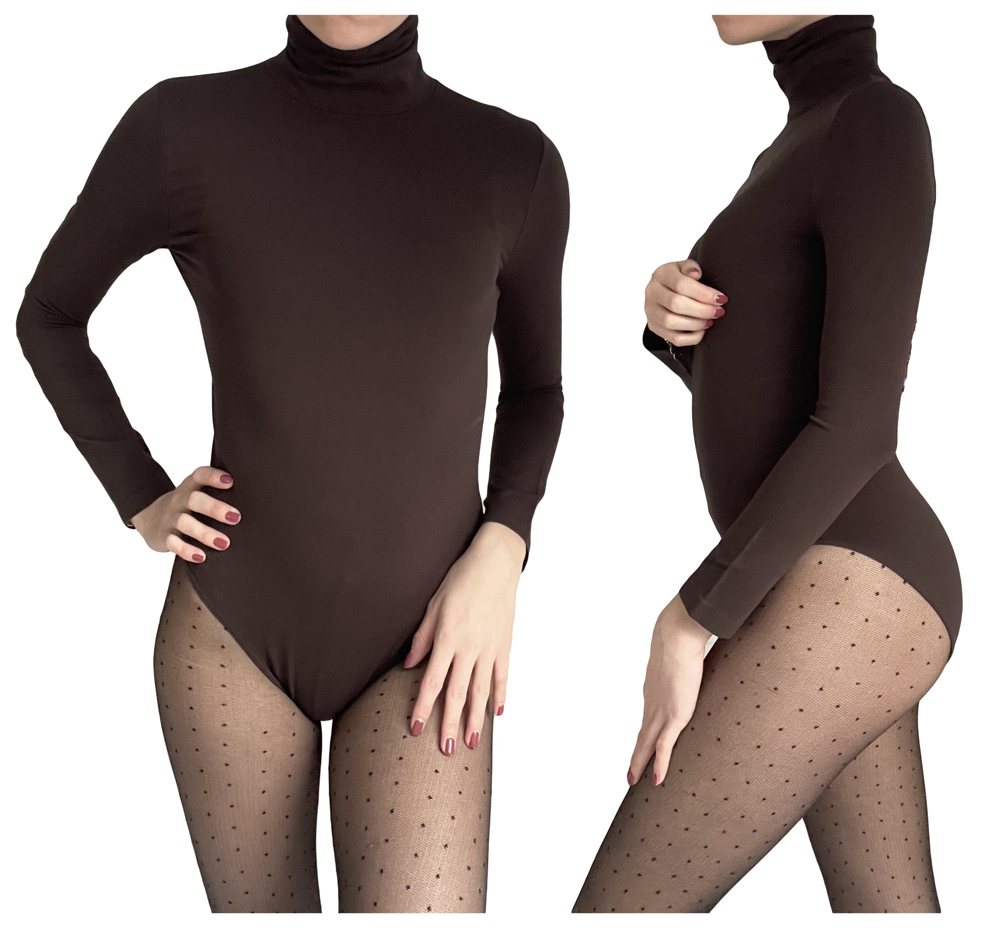 Klasyczne BODY Z MIKROFIBRY GOLF Długi rękaw S/M