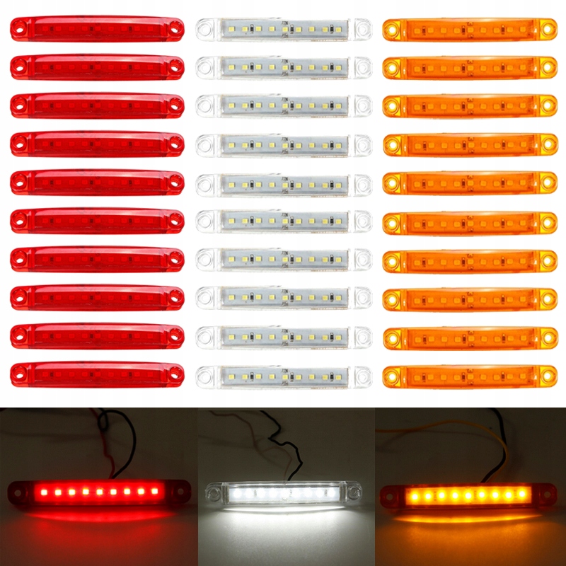 Lampy obrysówki diodowe 9 LED 12V/24V 30szt