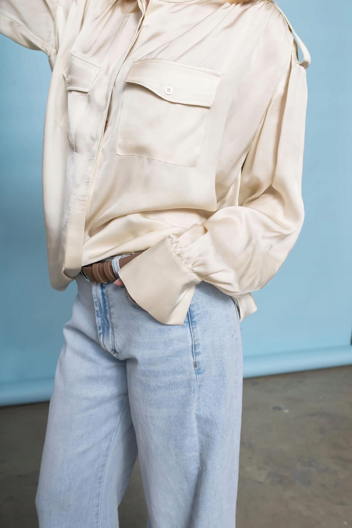 Béžová košile Elegantní saténová Lemonada velikost Univerzální