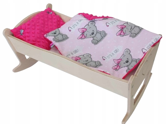 KOŁYSKA DLA LALEK GRAWEROWANA Z POŚCIELĄ