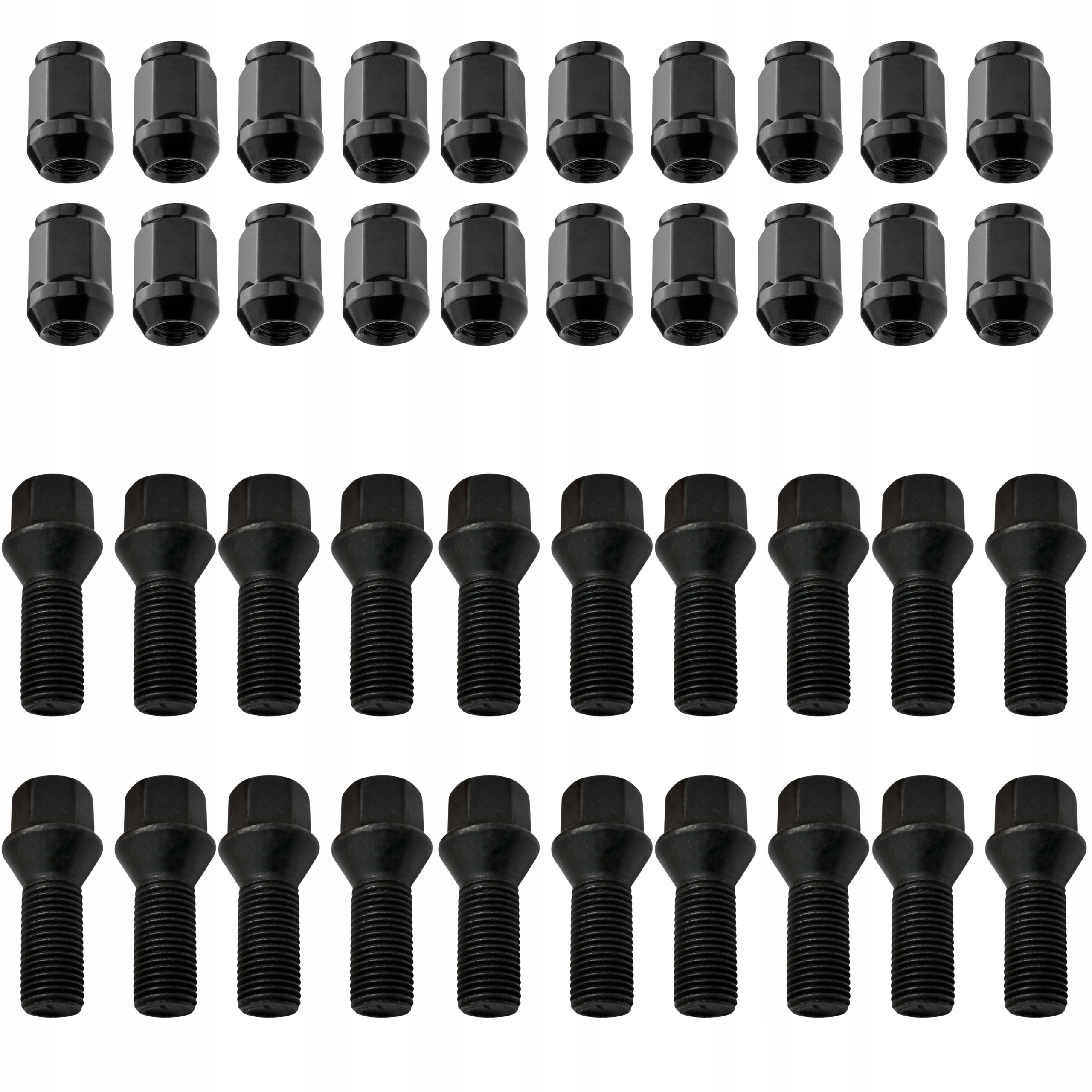 20 x Černé Šrouby Matice Na Ráfky Montážní sada pro hliníkové ráfky