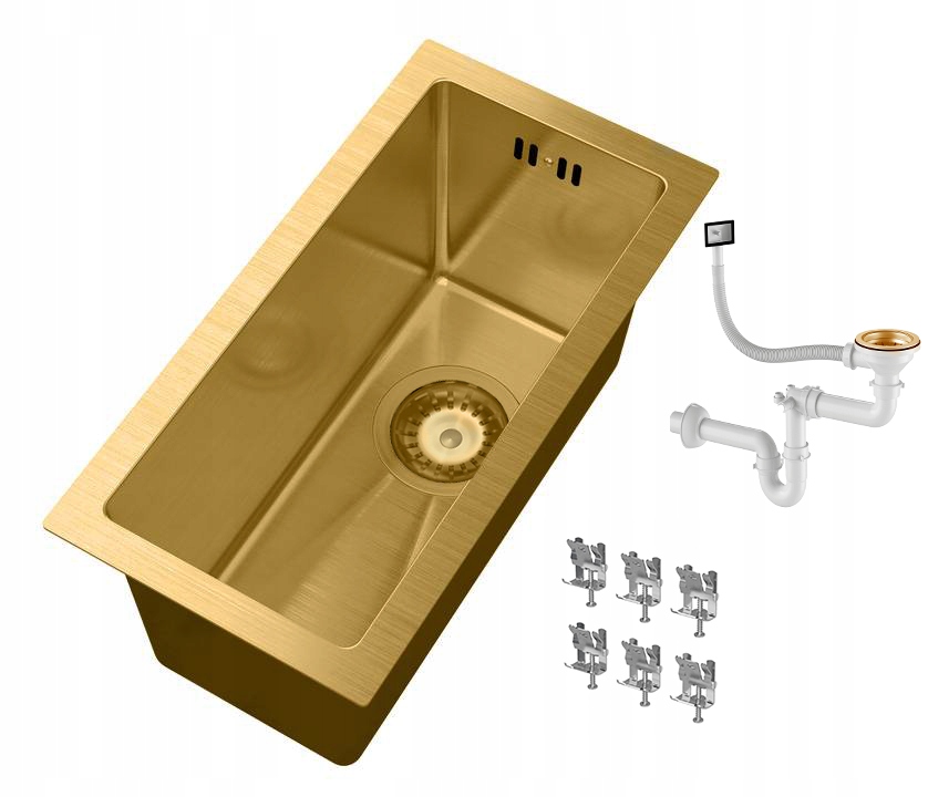 Oceľový Drez Úzky Obdĺžnikový Pod Dosku Slim Zlatý BARI22