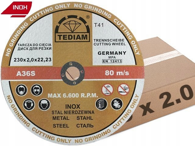 

Tarcza do cięcia Stal Inox 230x2.0 tarcze Tediam