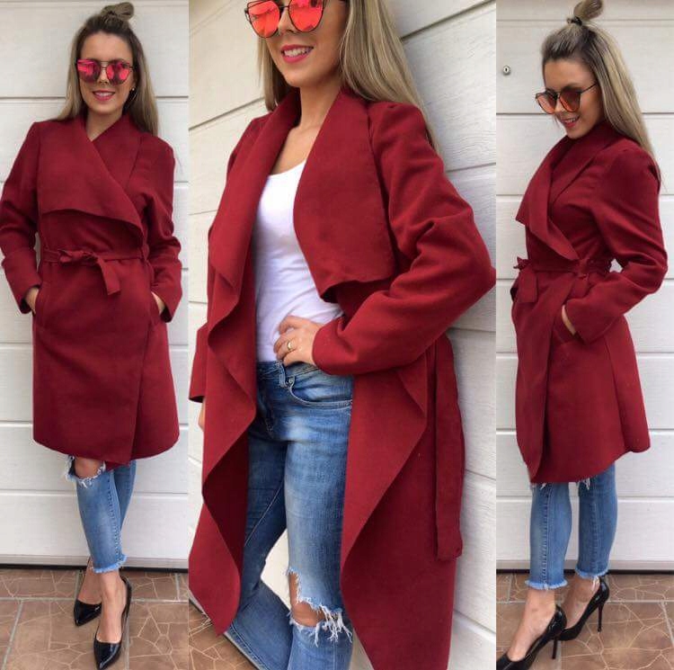 PŁASZCZ FLAUSZOWY WIĄZANY KOPERTOWY ECRU / BEŻ Model PŁASZCZ FLAUSZOWY