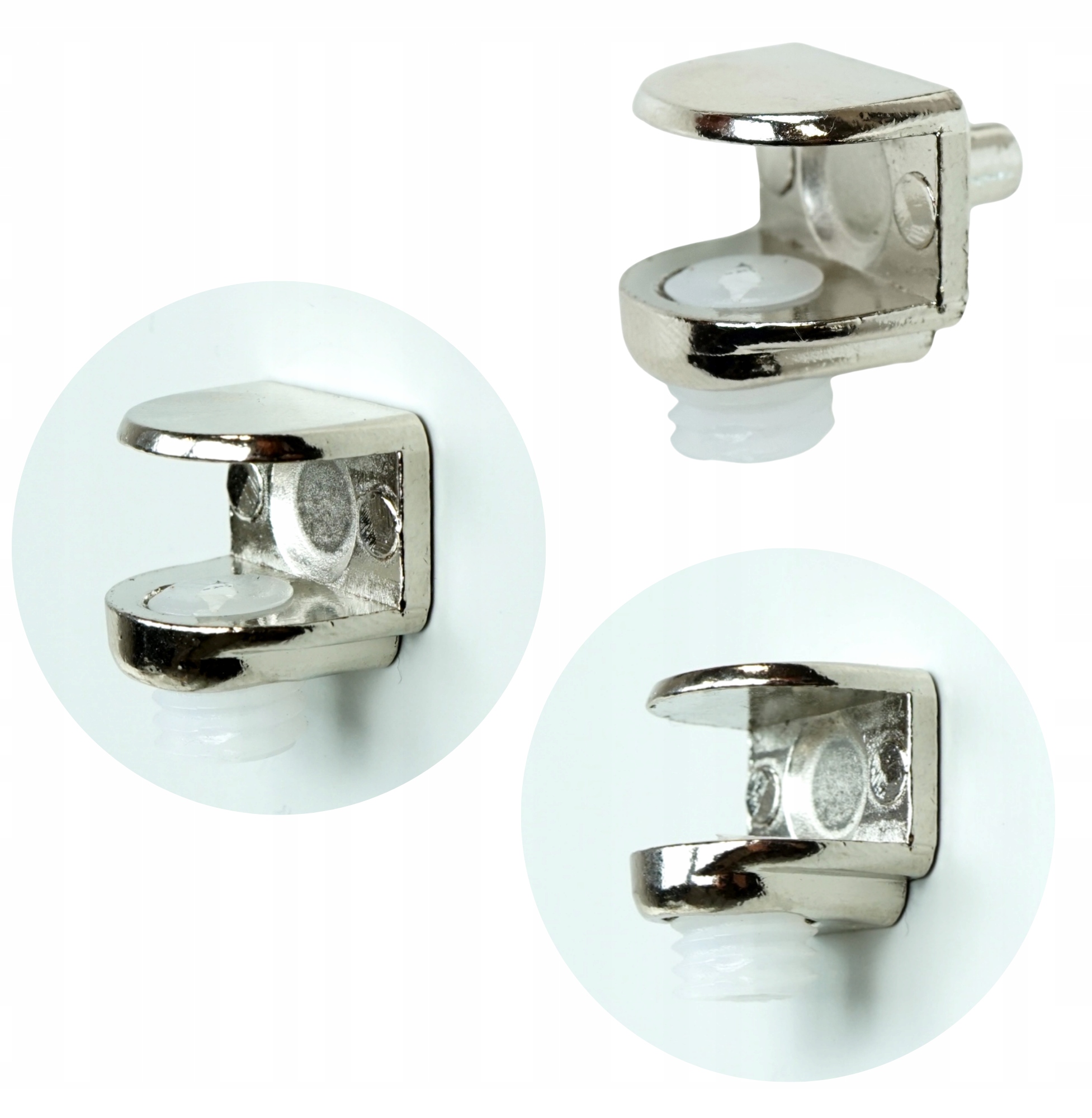 100X PODPÓRKA DO PÓŁKI SZKLANEJ, PODPÓRKA NA BOLEC WSPORNIK PÓŁKI NIKIEL Kod producenta 100X12.104S