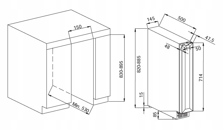 Winiarka do zabudowy Avintage AVU8TXA Model AVU8TXA