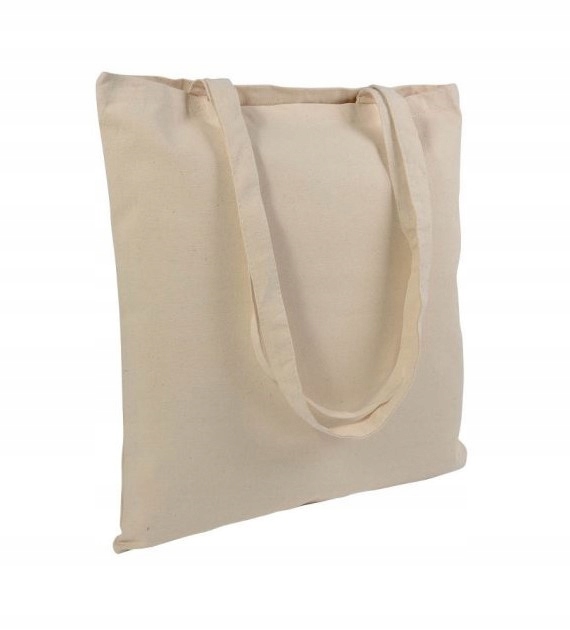 Torba torebka NA RAMIĘ materiałowa bawełniana beżowa GRUBA