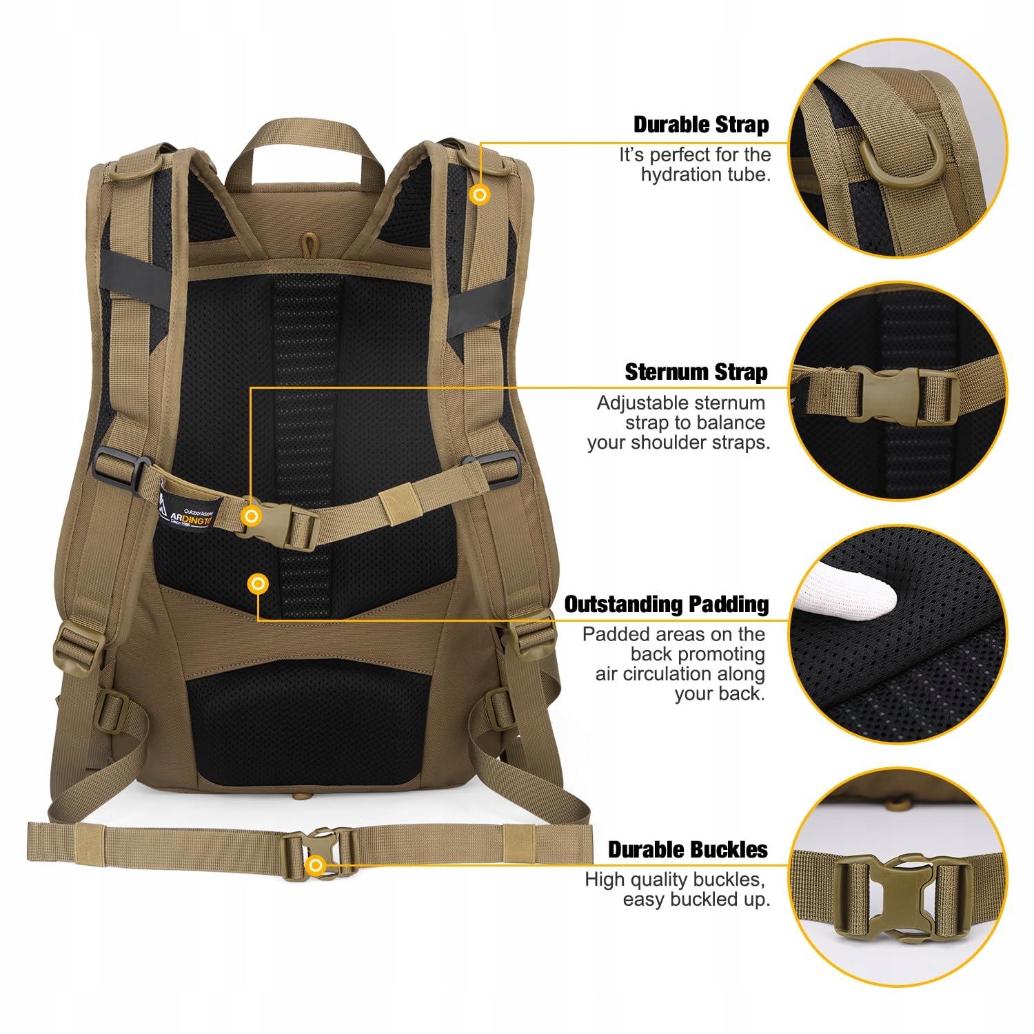 MARDINGTOP Plecak Taktyczny 25L Wojskowy Męski Outdoor Trekking Cordura — miniatura 4