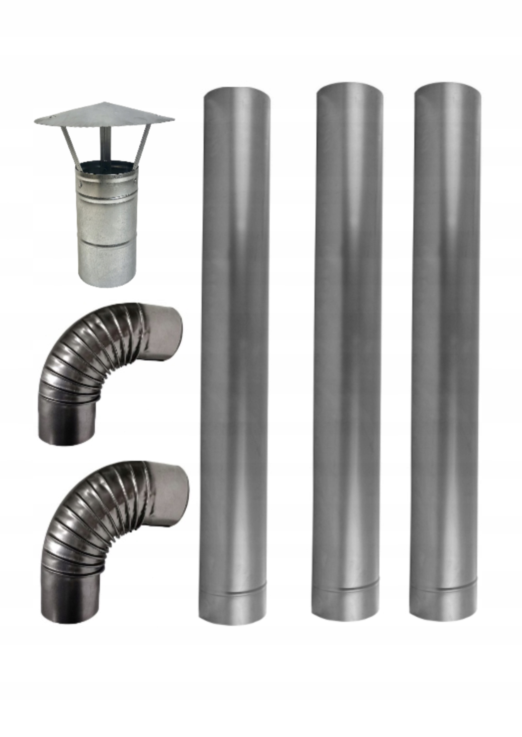 Zestaw piecowy fi 110 2x kolano czarne 3x rura czarna piecowa daszek fi 110