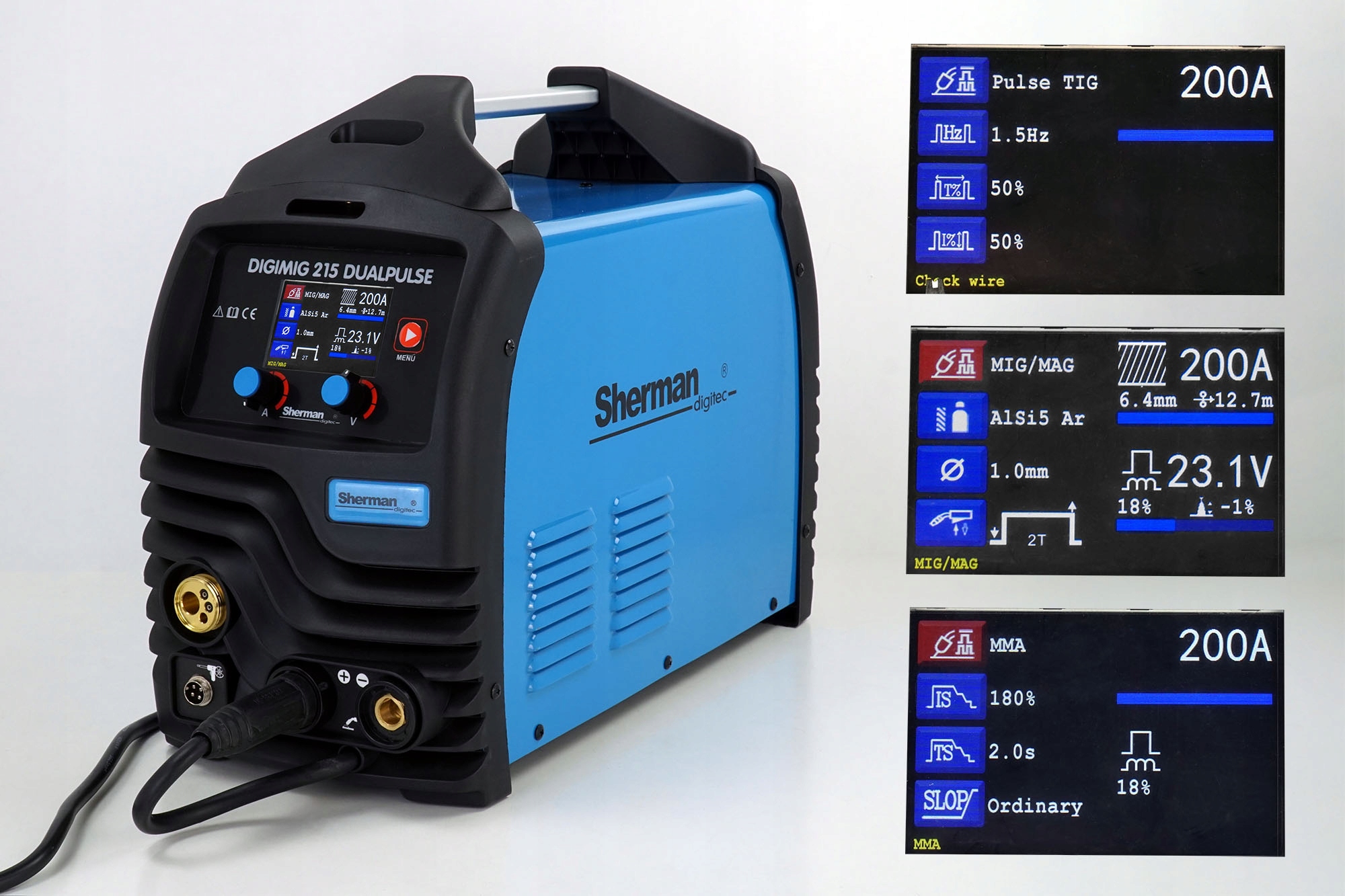 Spawarka Sherman MIG 200A MMA TIG Synergia Puls Model DIGIMIG 215