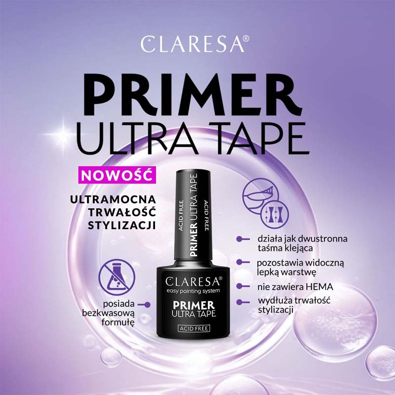 Primer Bezkwasowy Primer Do Paznokci Claresa Primer Ultra Tape 5ml Rodzaj preparatu odtłuszczacze, primery
