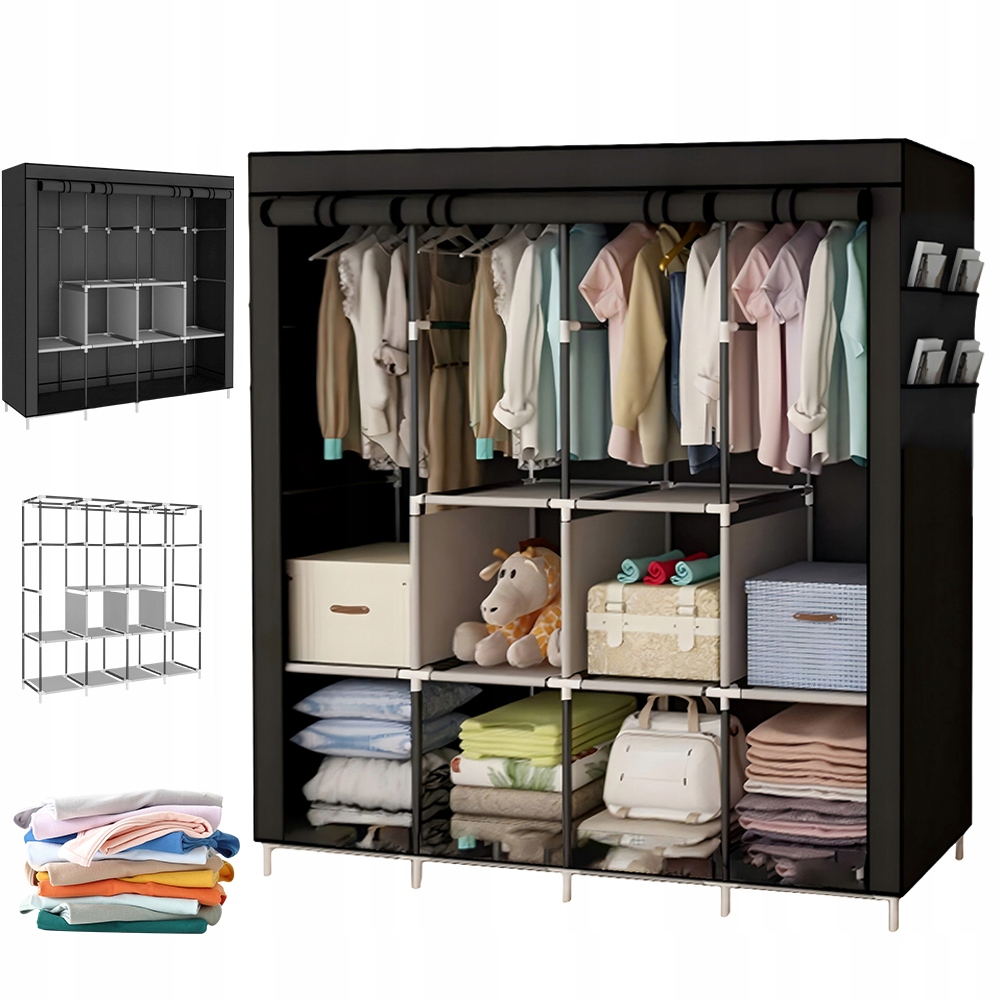Velká Skříň Na Oblečení, Skládací Šatník, Organizér, 14 Přihrádek