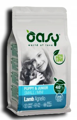 Levně Oasy One Protein Mini suché krmivo pro psy Puppy jehněčí 2,5 kg
