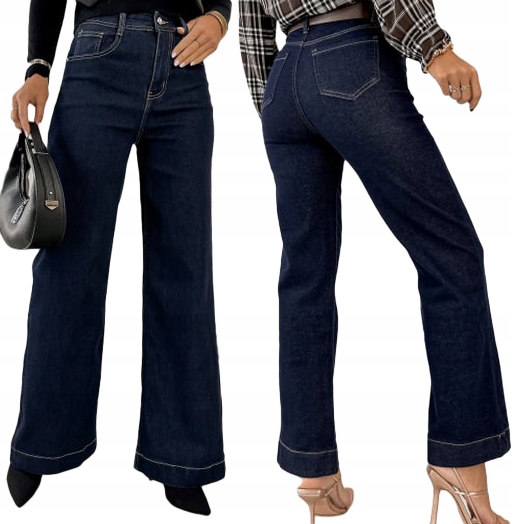 M.Sara Dámské Jeansy Široké Nohavice Vysoký Pas Tmavě Modré 36/S