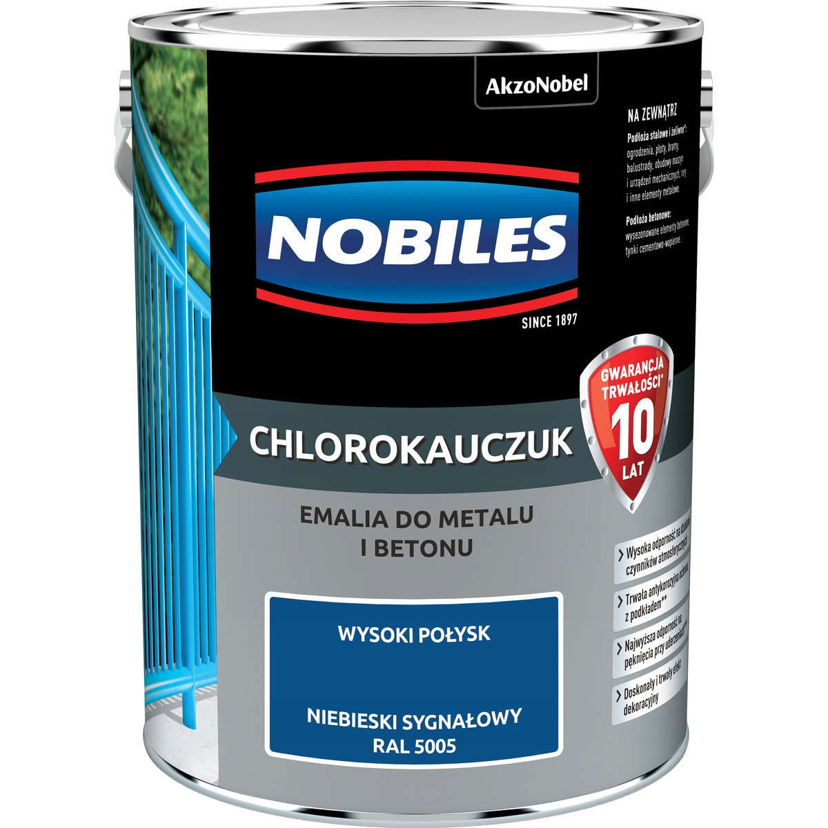Nobiles Farba Chlorokauczukowa Chlorokauczuk 5L Niebieski Ral 5005