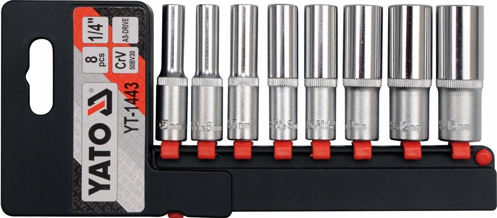 

Yato Zestaw Nasadek Długich 1/4", 8CZ.