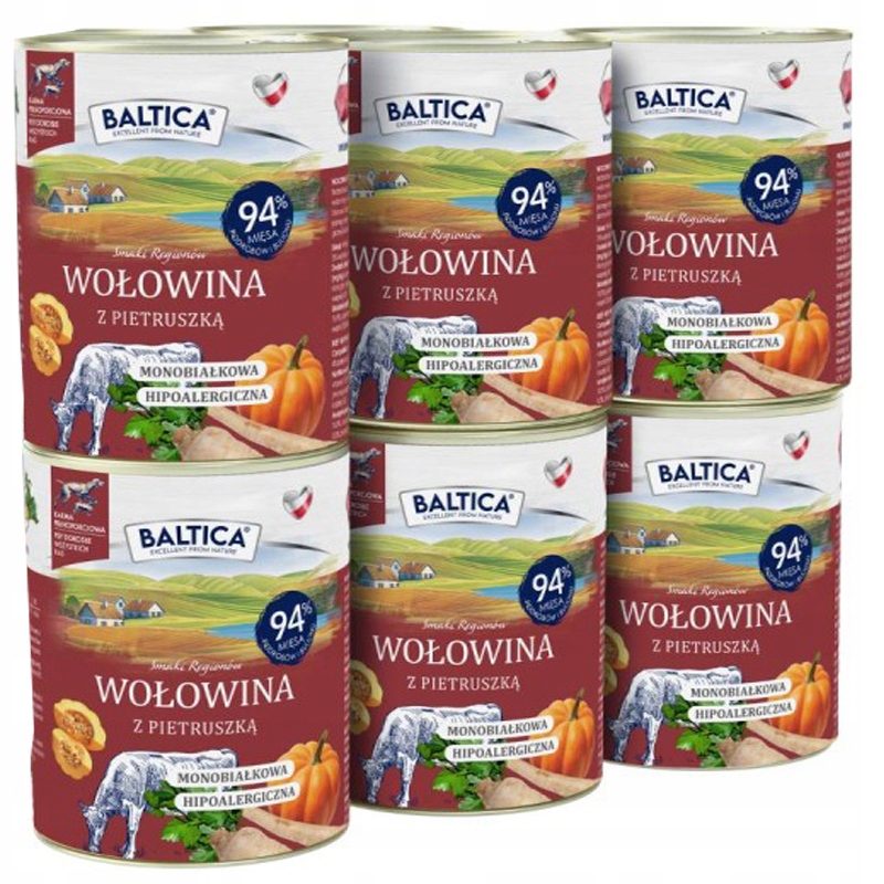 Levně Baltica Hovězí Maso S Petrželkou 6x400 g Bezobilné A Monoproteinové Krmivo Mokré