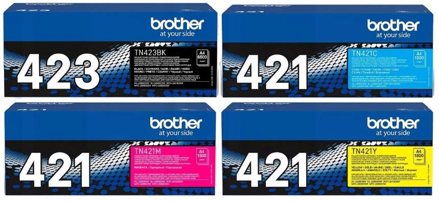 Zestaw 4 tonerów org Brother TN-423 Bk TN421 Cmy L8410cdw L8690cdw