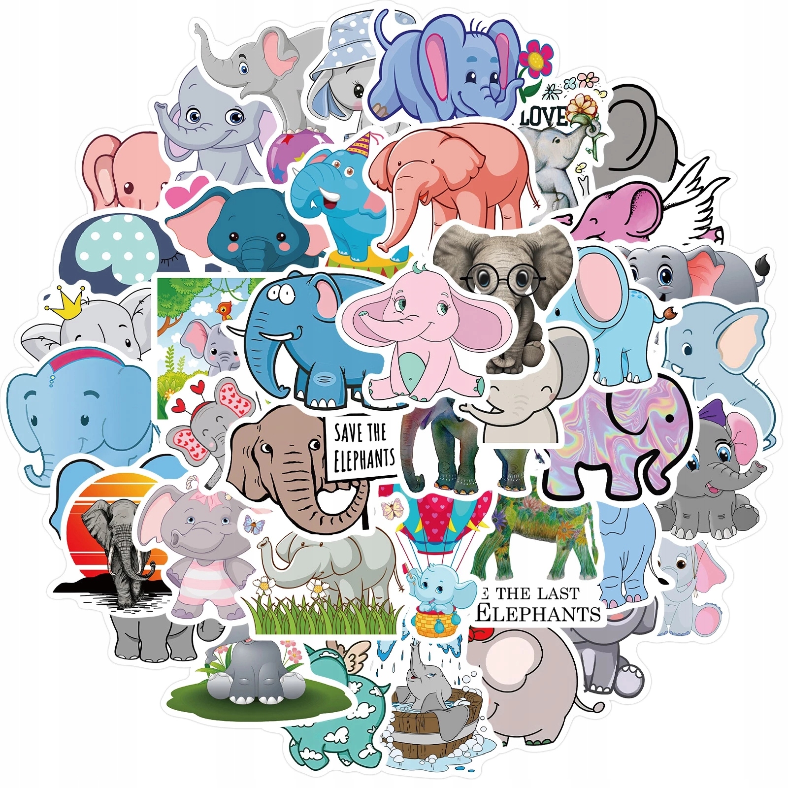 

Naklejki Na Laptop Sticker Bomb MIX Słonie 50 szt